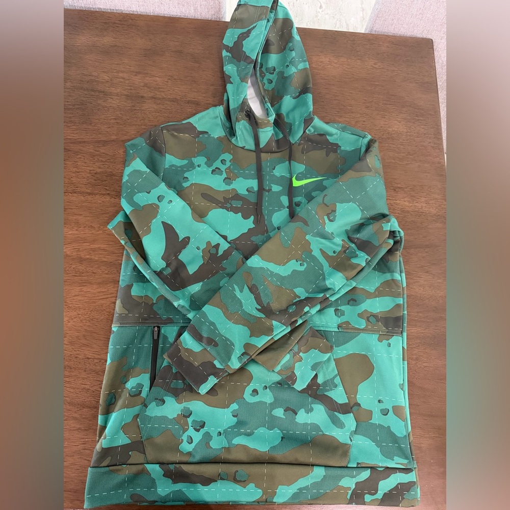 Men’s Nike Green Camouflage Hoodie with Logo